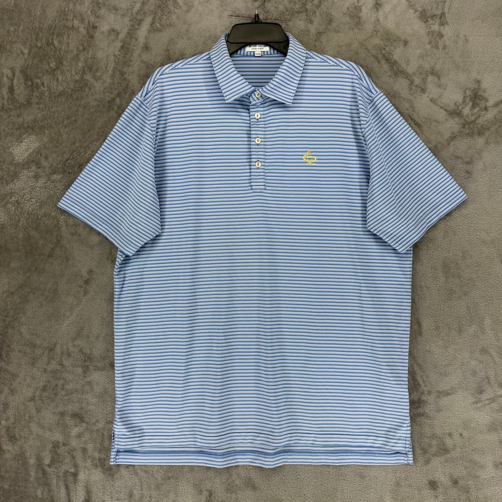 Peter Millar Polo Shirt Mens XL Summer Comfort Blue Striped EUC